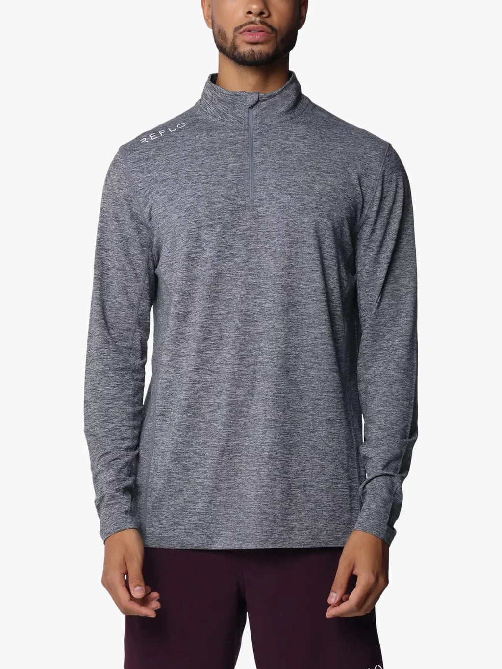 Reflo Purus Long Sleeve Zip Neck Performance Midlayer Top, Caviar Marl