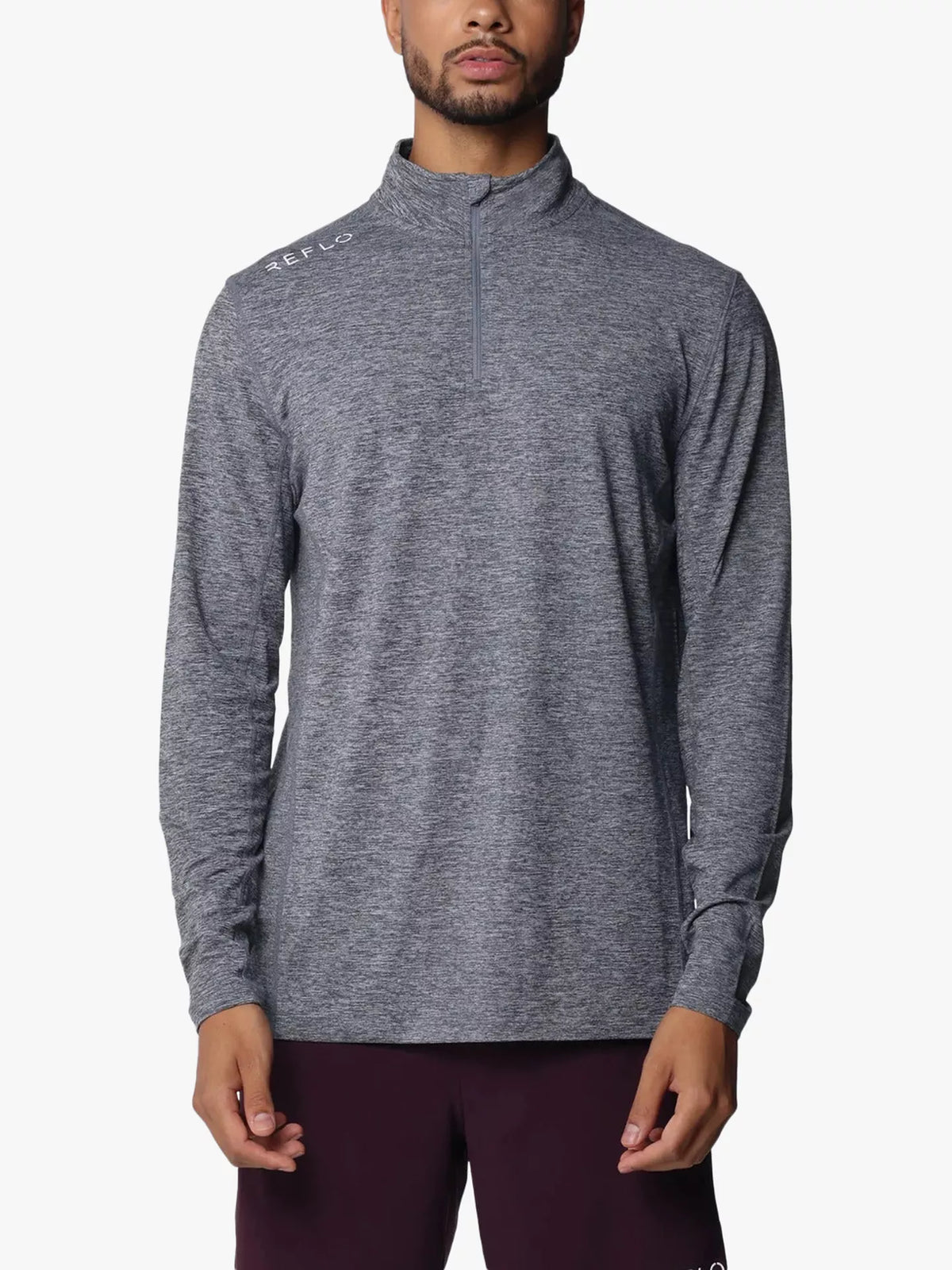 Reflo Purus Long Sleeve Zip Neck Performance Midlayer Top, Caviar Marl