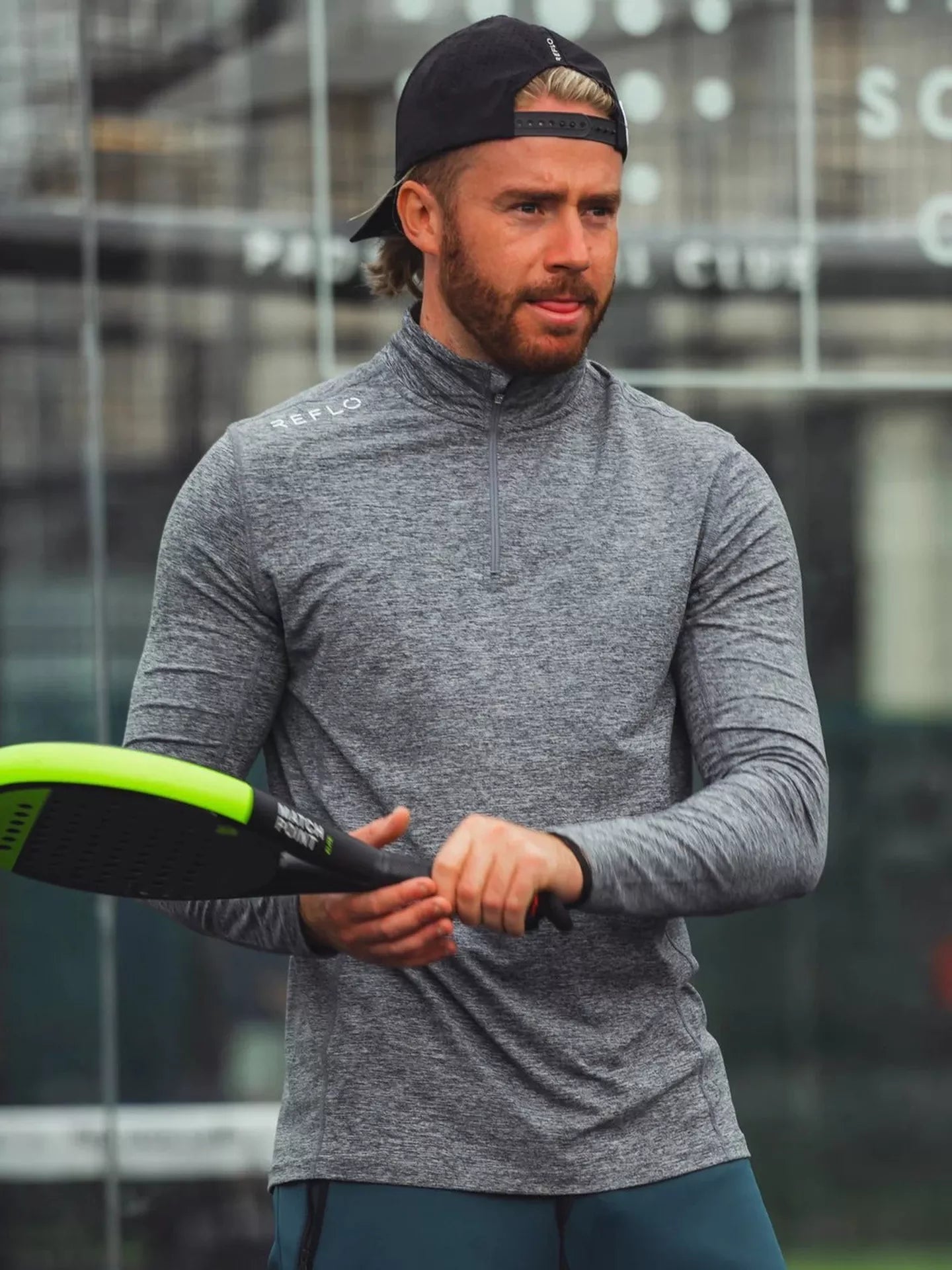 Reflo Purus Long Sleeve Zip Neck Performance Midlayer Top, Caviar Marl