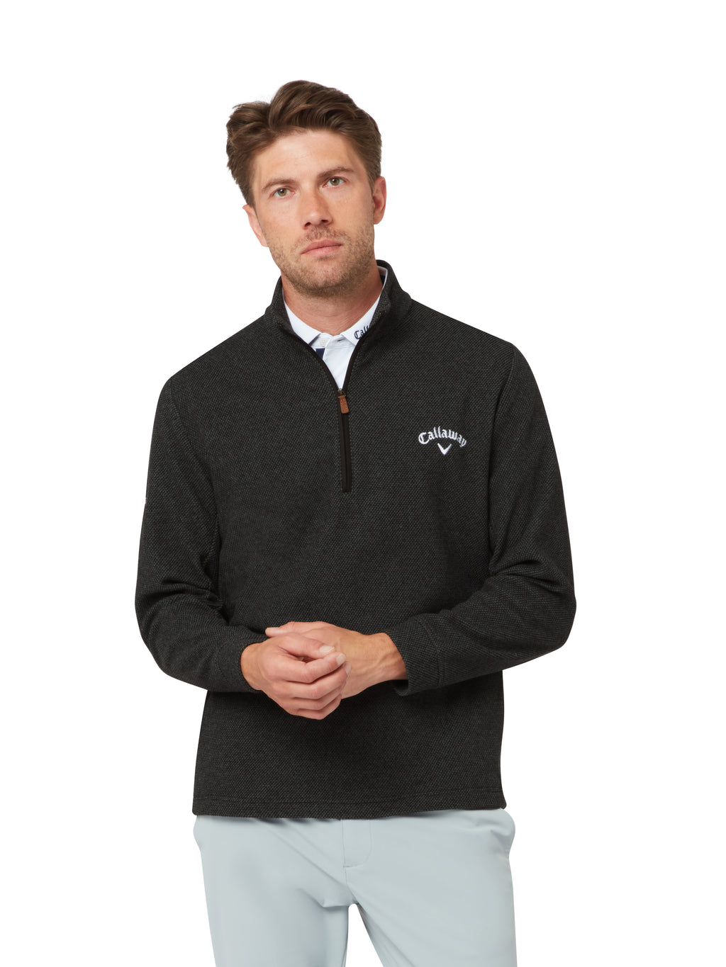 Callaway Apparel Men's Lightweight Knit 1/4 Zip Golf Vest CAVIAR