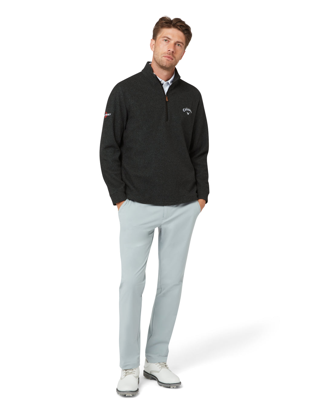 Callaway Apparel Men's Lightweight Knit 1/4 Zip Golf Vest CAVIAR
