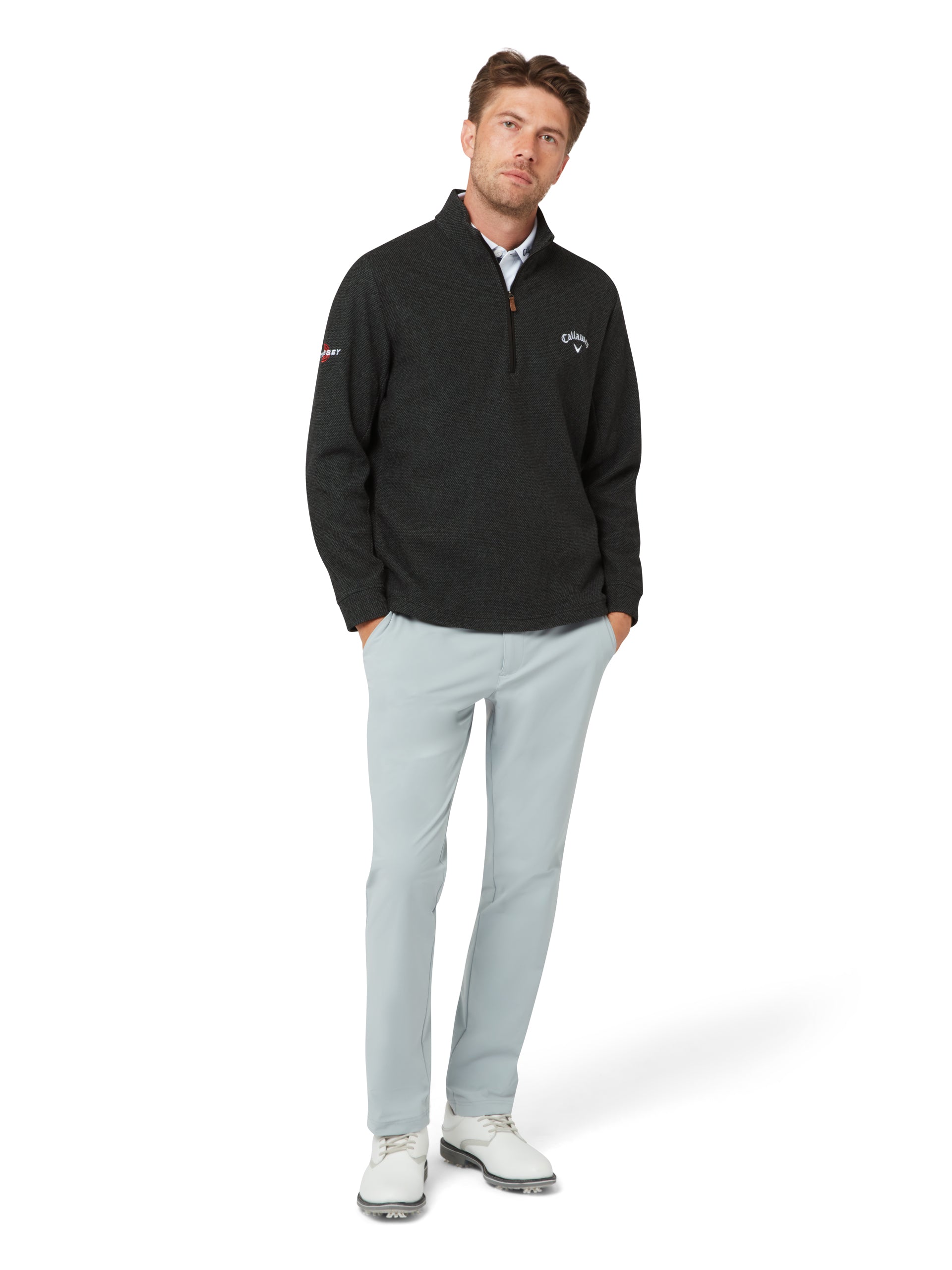 Callaway Apparel Men's Lightweight Knit 1/4 Zip Golf Vest CAVIAR