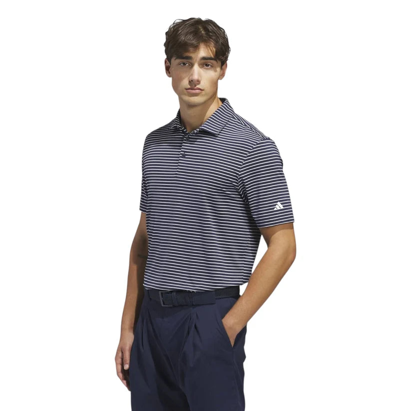 ADIDAS PERFORMANCE STRIPE GOLF POLO SHIRT WHITE/COLLEGIATE NAVY