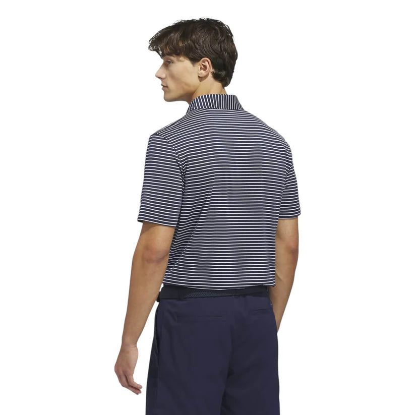 ADIDAS PERFORMANCE STRIPE GOLF POLO SHIRT WHITE/COLLEGIATE NAVY
