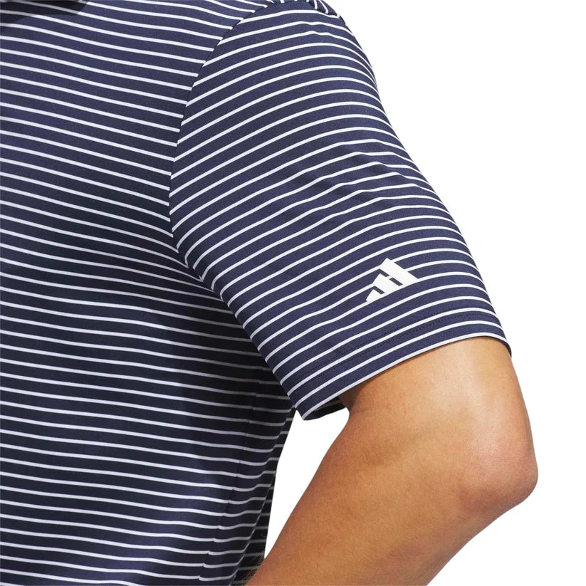 ADIDAS PERFORMANCE STRIPE GOLF POLO SHIRT WHITE/COLLEGIATE NAVY