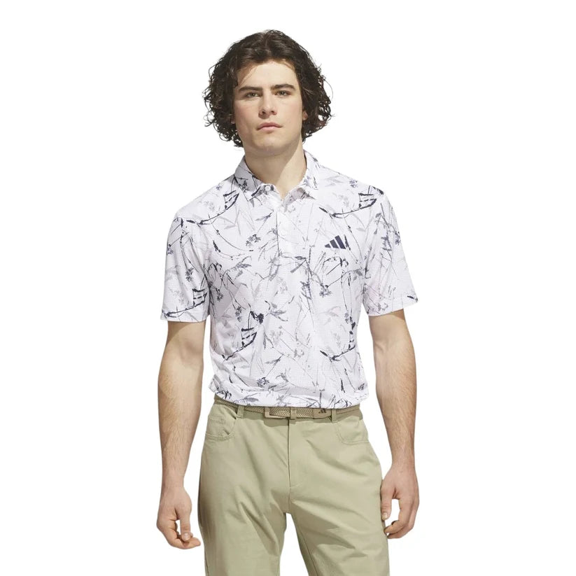 ADIDAS ULTIMATE365 MESH BCH PRINT GOLF POLO SHIRT WHITE