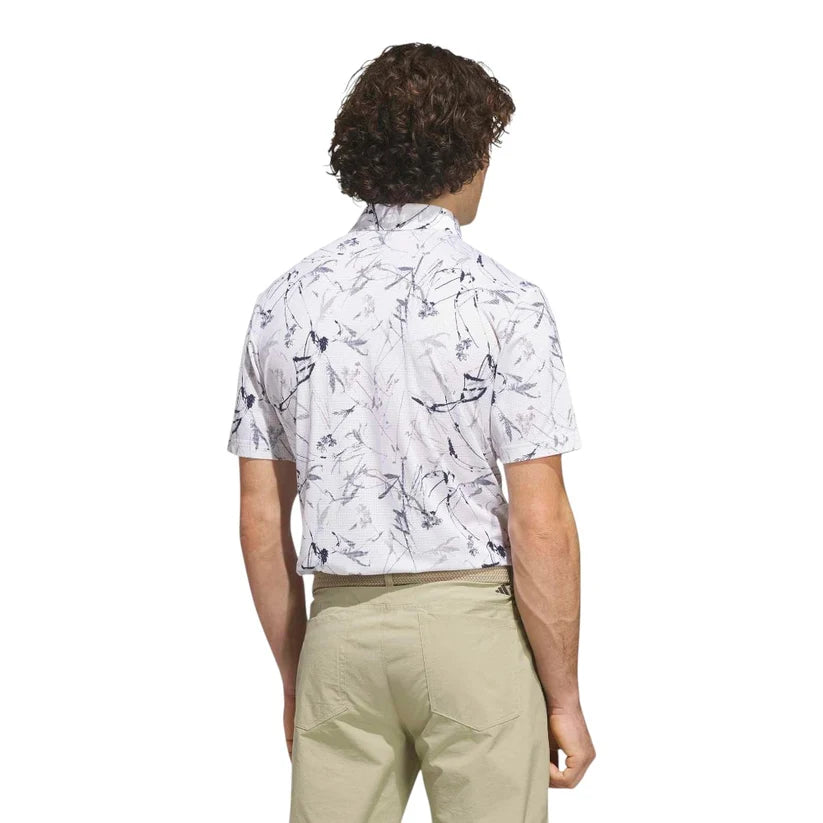 ADIDAS ULTIMATE365 MESH BCH PRINT GOLF POLO SHIRT WHITE