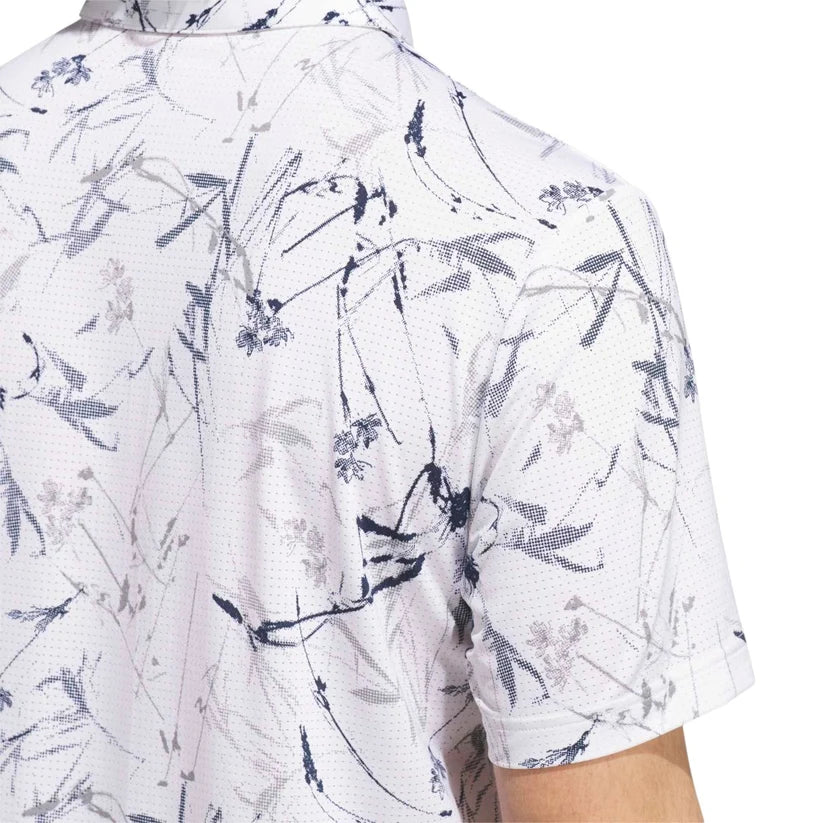 ADIDAS ULTIMATE365 MESH BCH PRINT GOLF POLO SHIRT WHITE