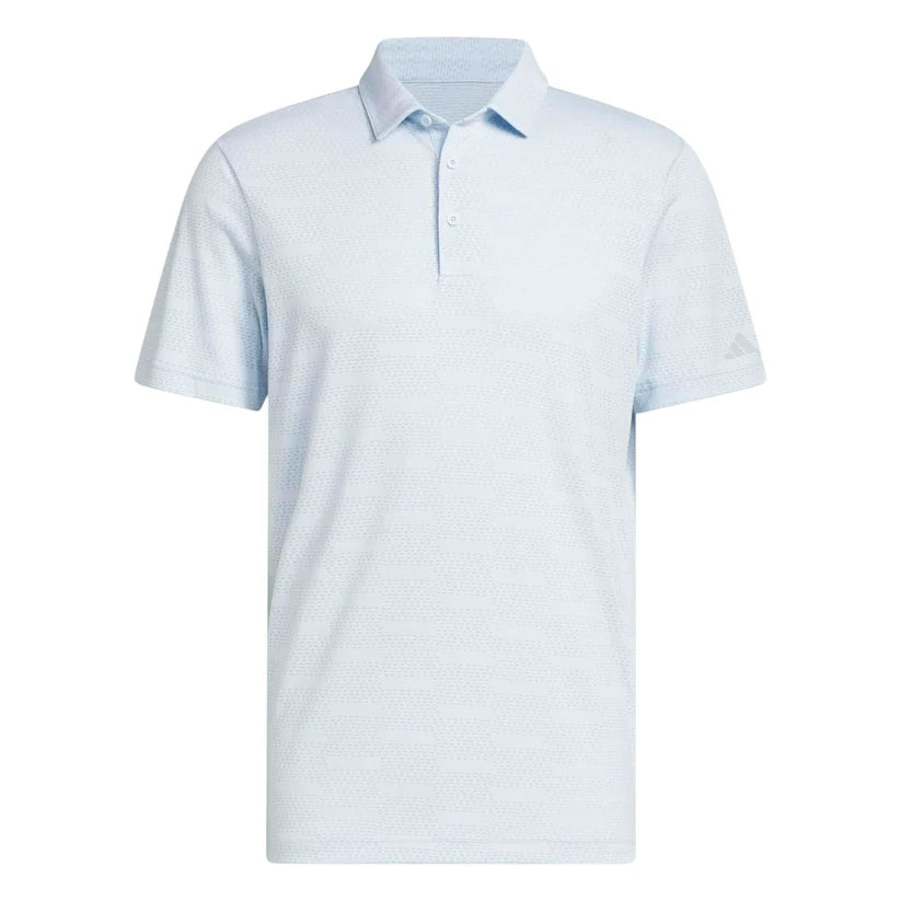 ADIDAS ULTIMATE365 JACQUARD GOLF POLO SHIRT CRYSTAL SKY