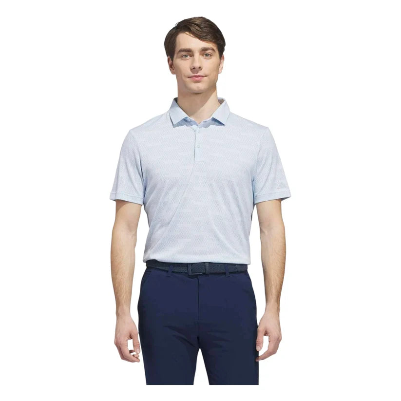 ADIDAS ULTIMATE365 JACQUARD GOLF POLO SHIRT CRYSTAL SKY