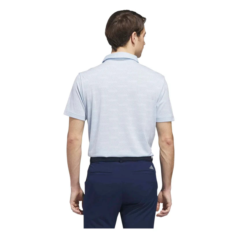 ADIDAS ULTIMATE365 JACQUARD GOLF POLO SHIRT CRYSTAL SKY