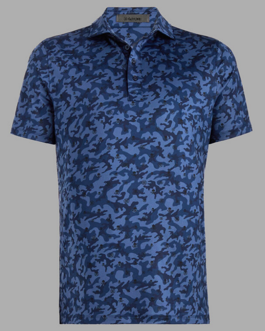 MAPPED ICON CAMO TECH JERSEY MODERN SPREAD COLLAR POLO