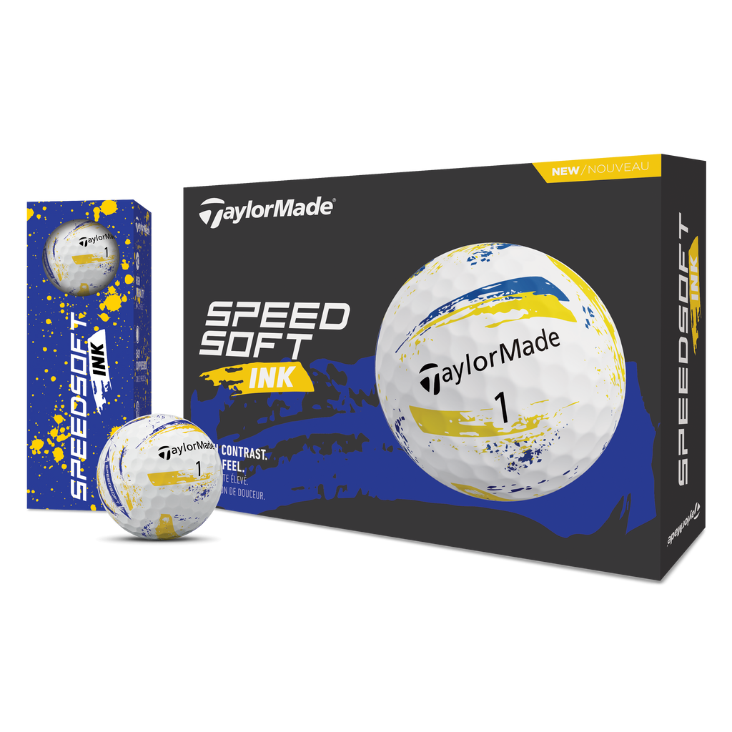 Taylormade SpeedSoft Ink Golf Balls Yellow/Blue 1 Dozen